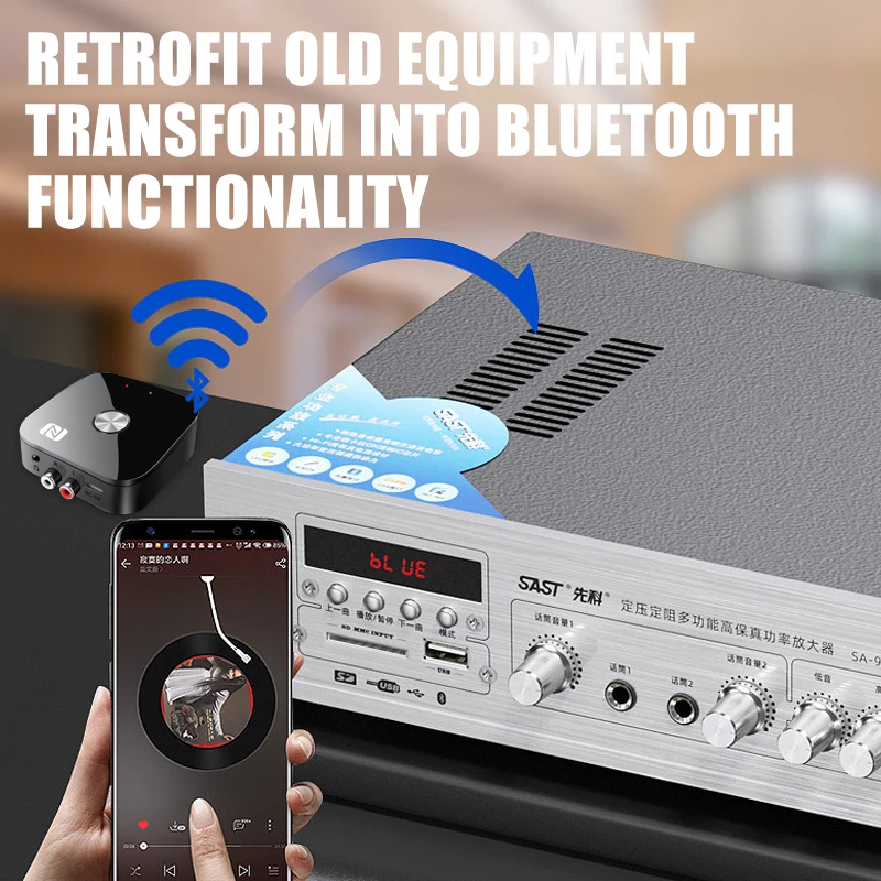 NFC Bluetooth 5.3 Audio Receiver 3.5mm AUX RCA Stereo Lossless HIFI Music Car Wireless Adapter USB U-Disk Play Remote Control Bluetooth Transceiver Adapter Bluetooth Aux Adaptor Bluetooth Audio Receiver Bluetooth Adapter Audio Adapter