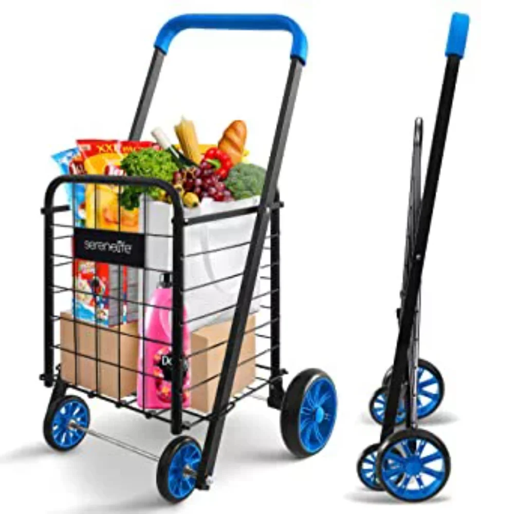 

Utility Cart, 66 lbs Capacity, Easily Foldable and Portable Save Space, Folding Lightweight Trolley with Rolling Swivel Wheels