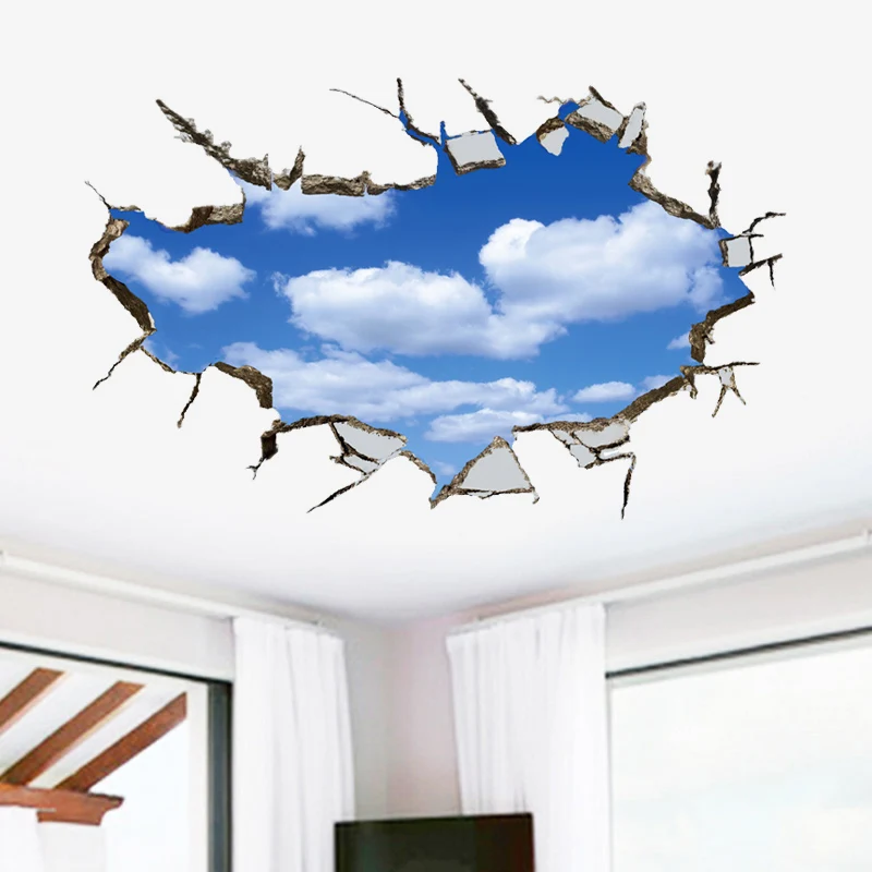 Space 3D three-dimensional wall pasted living room ceiling wall bedroom Creative room decoration painting background 3d stickers 3d wall stickers