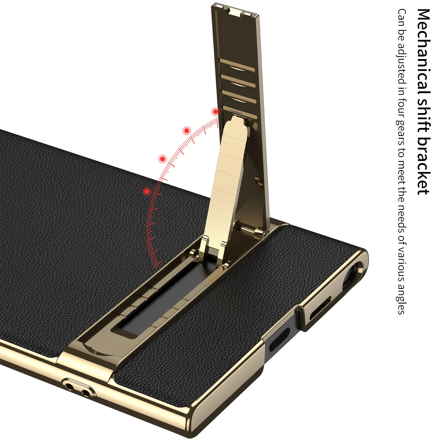 Luxury Stand Plain Leather Case with Electroplated Quality and Camera Protection