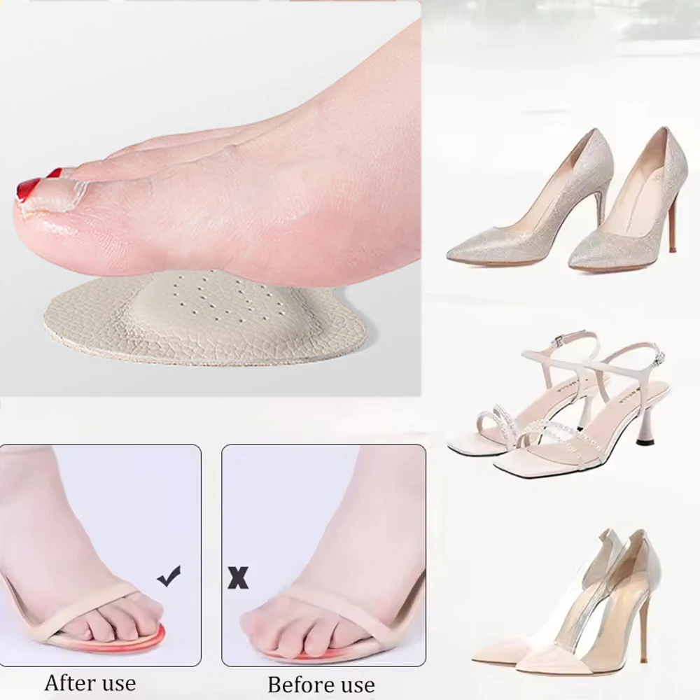 4Pcs Leather Forefoot Pads for Women High Heels Anti-slip Foot Care Shoe Pads Stickers Pain Relief Insert Insoles Toe Cushions