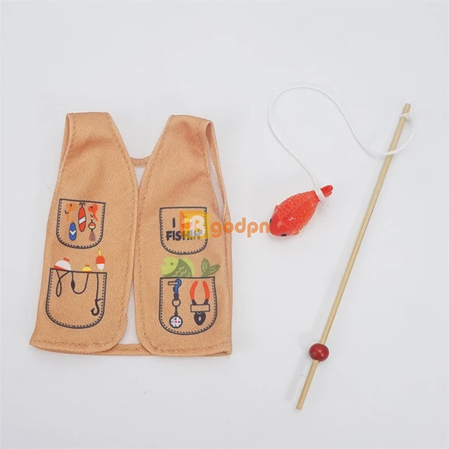 Miniature Fishing Tool Doll Fishing Rod Vest Set Elf Doll Prop DIY  Christmas Decor Accessories 1