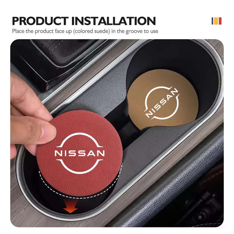 2 قطعة الجلود المضادة للانزلاق الجلد المدبوغ سيارة كأس الماء حامل اكسسوارات لنيسان نافارا ألميرا سنترا المارقة باثفندر سيلفي ليف