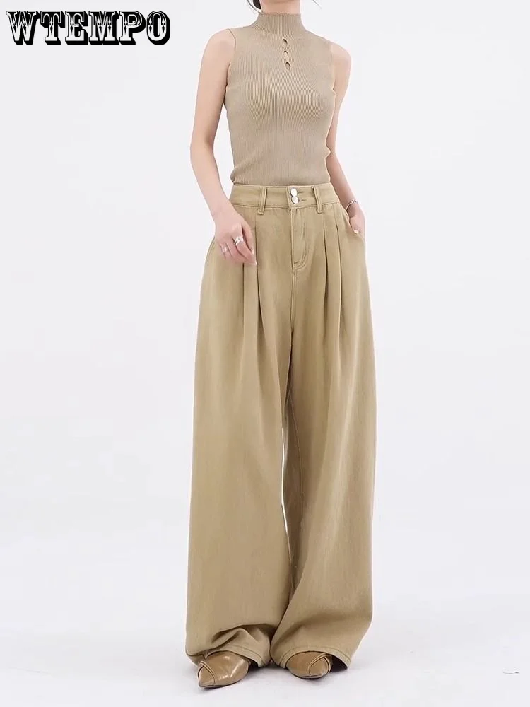 

Retro High Waisted Jeans for Women's Summer Thin Straight Tube Loose Casual Pants Wide Leg Floor Mop Pants