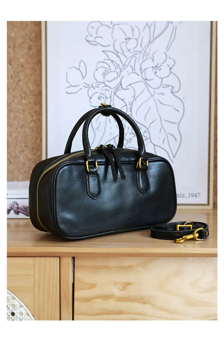 PNDME Designer handgefertigte Luxus-Damenhandtasche aus pflanzlich gegerbtem Rindsleder, einfache, lässige Damen-Umhängetasche aus echtem Leder – Detail 32