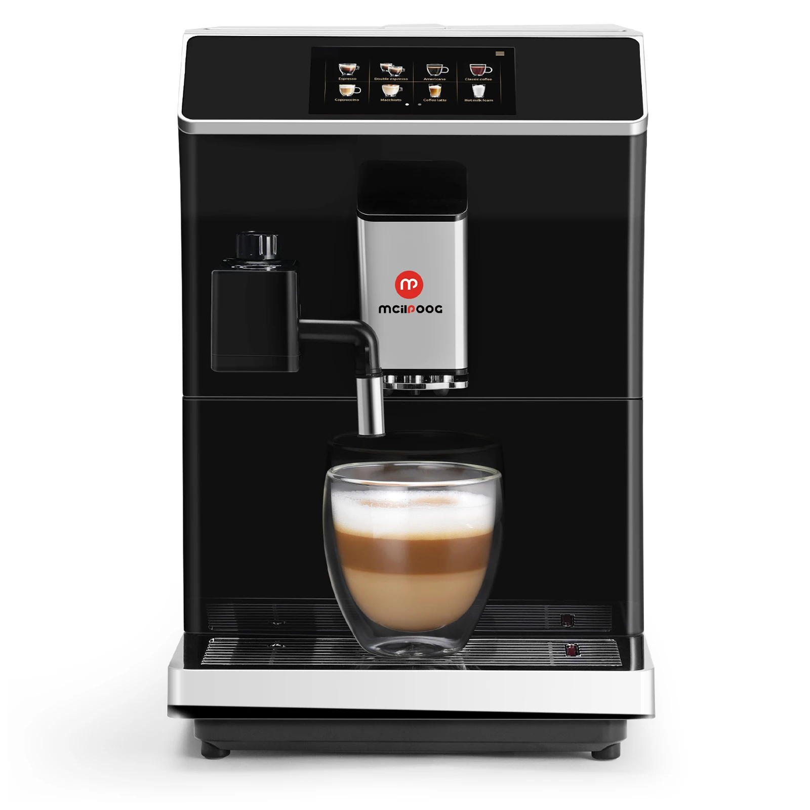 Mcilpoog WS203 Fully Automatic Machine Bean to Cup Cappuccino With Milk Frother, 16 Flavors , Touch Display, Ideal for Home Use.