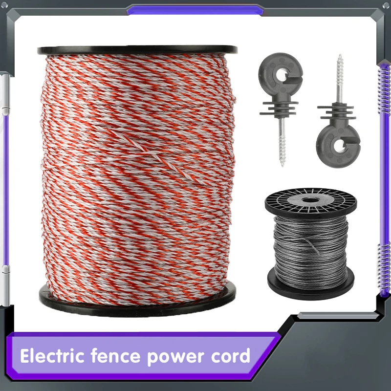 Electric fence rope 100/500M Roll Polywire with Steel Poly for Horse Animal Fencing Ultra Low Resistance Wire