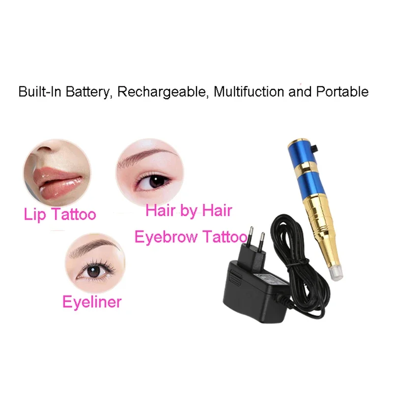 Permanent Makeup Tattoo Machine Kit With Needles Rechargeable PMU Microblading Pen for Eyebrow Eyeliner Lip Makeup Beauty