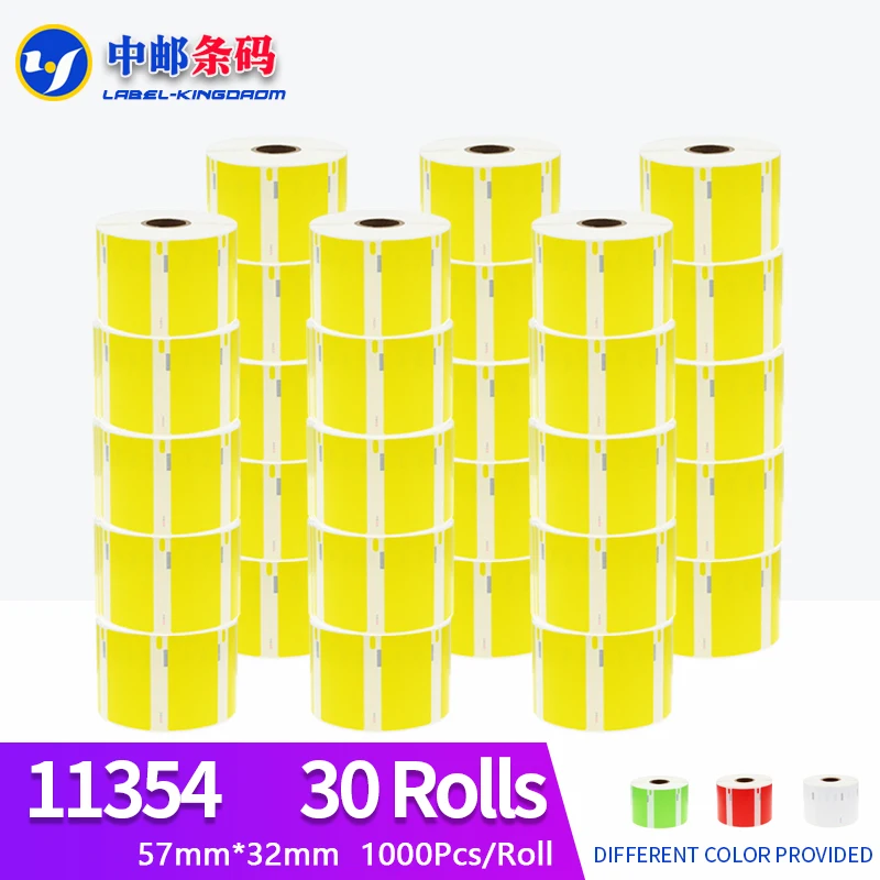30 Rotoli Dymo Compatibile Giallo 11354 Etichetta 57Mm * 32Mm 1000 Pz Per Labelwriter 400 450 450Turbo Stampante Seiko Slp 440 450