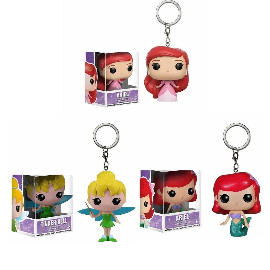 Funko Pop Disney Princess Thinker Bell The Little Mermaid Ariel Pvc Pocket Pop Portachiavi Action Figure Model Toys For Children