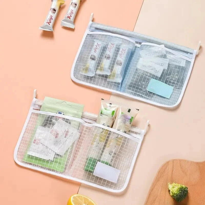 Refrigerator Door Organizer 1pc Fridge Hanging Mesh Bag Kitchen Storage