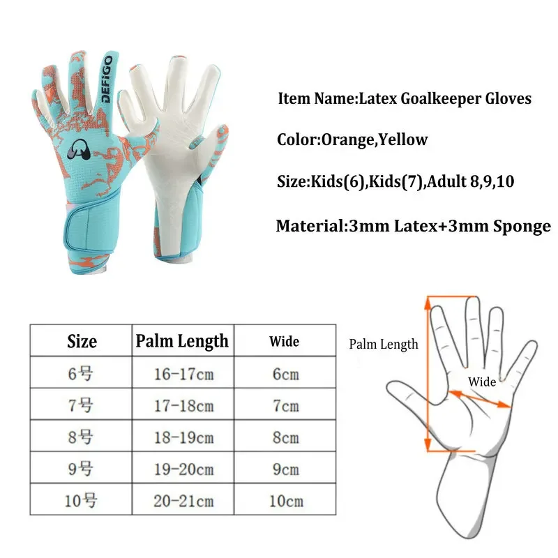 Goalie Gloves Latex Soccer Goalie Goalkeeper Gloves Anti-slip Thicken Football Glove Protection Goalkeep Soccer Equipment