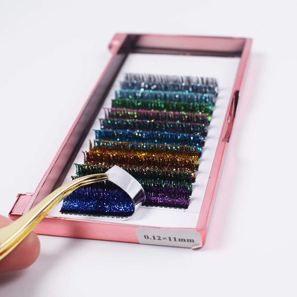 Glitter Eyelash Extensions Mix Colors Glitter Shiny Classic Lashes