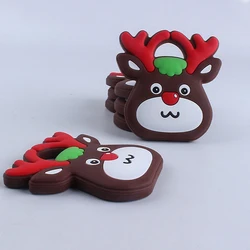 Anneau de dentition en Silicone pour bébé, 1 pièce, dessin animé Elk, grade alimentaire, pendentifs sucette chaîne collier DIY, accessoires pour nourrissons, jouets, cadeaux 