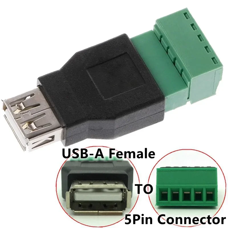5x Adattatore USB 2.0 Tipo A Maschio A Morsettiera A Vite 5 Pin - Connettori