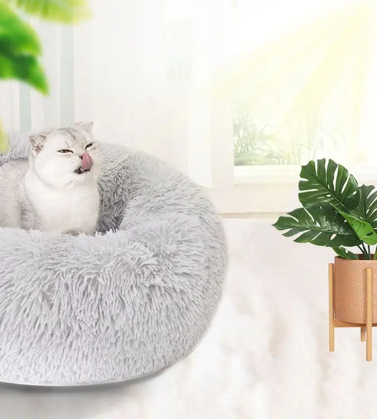 Title 4, Round Plush Dog Bed Kennel Cat Cushion Washable...