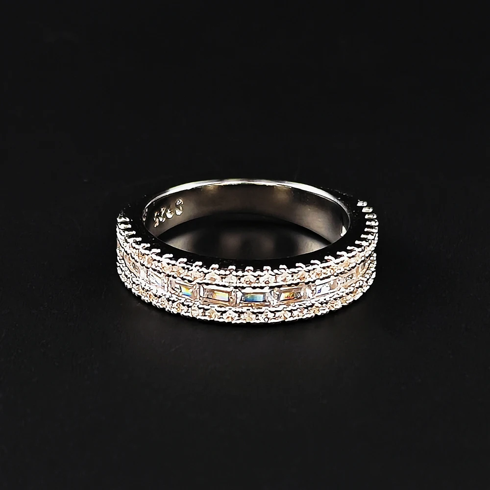 2023 New Square Inset Zircon Two-piece Ring Fashion Senior