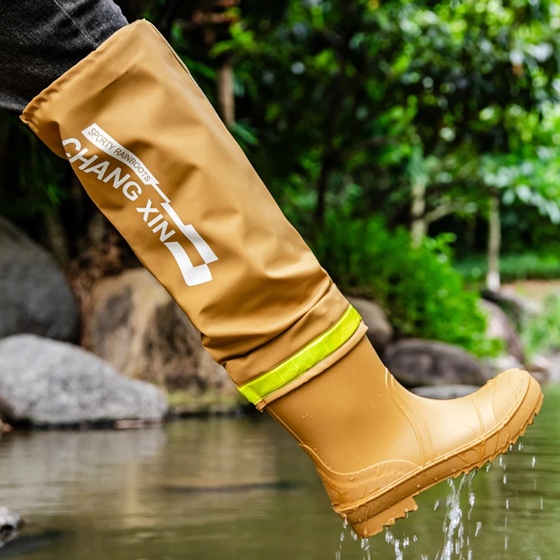 Bottes de pluie mode couple hautes imperméables anti-dérapantes pour pêche et plein air