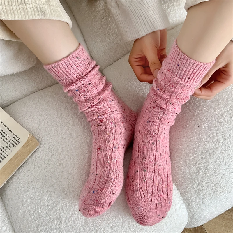 Women Socks Winter Japanese Style Casual Crew Wool For Girls