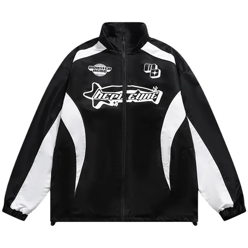 Deeptown Vintage Y2k Racing Jacket Women Streetwear Oversize