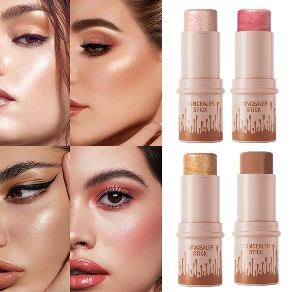 

1PC Face Brown Bronzer Contour Stick Solid Contouring Bronzer Stick Highlighter Brightening Blusher Rouge Cream Concealer Pen