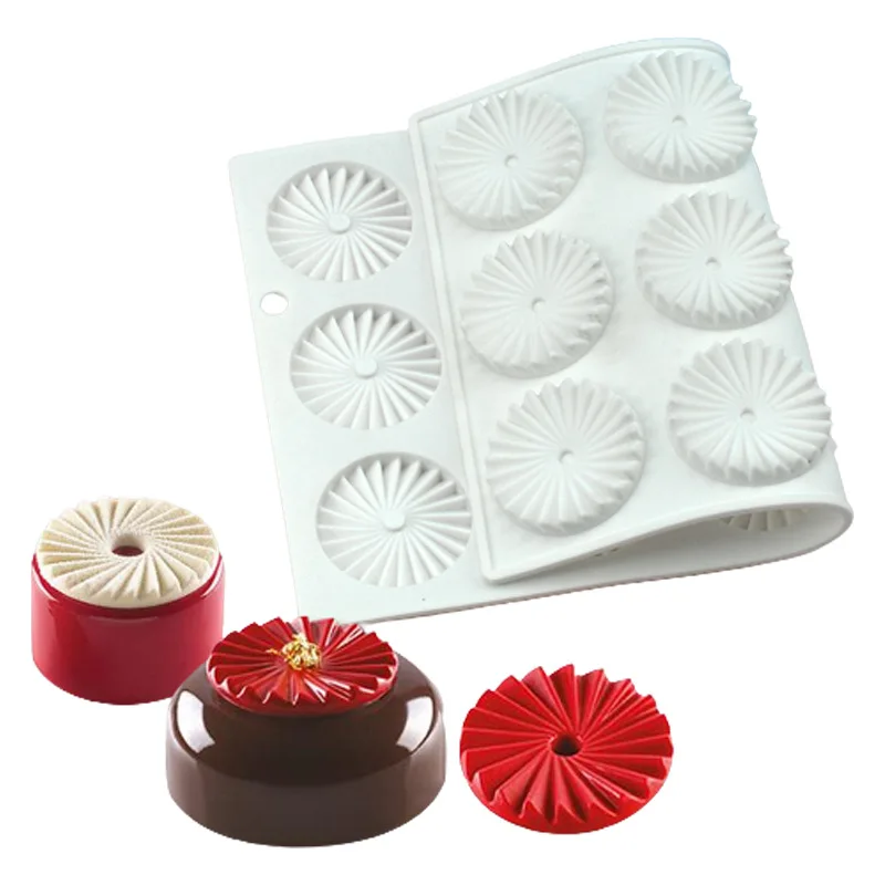 

Round Pleated Silicone Cake Mold For Baking Pastry Mandarin Orange Mould Dessert Fruit Mousse Pan Bakeware Chocolates Moule