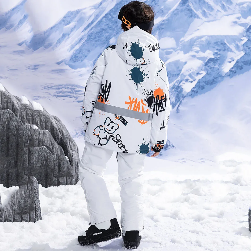 Ski Suit for Children Windproof Waterproof Warm Snow Suit Girls Boys Winter Skiing Snowboarding Jacket and Pants Set for Kids