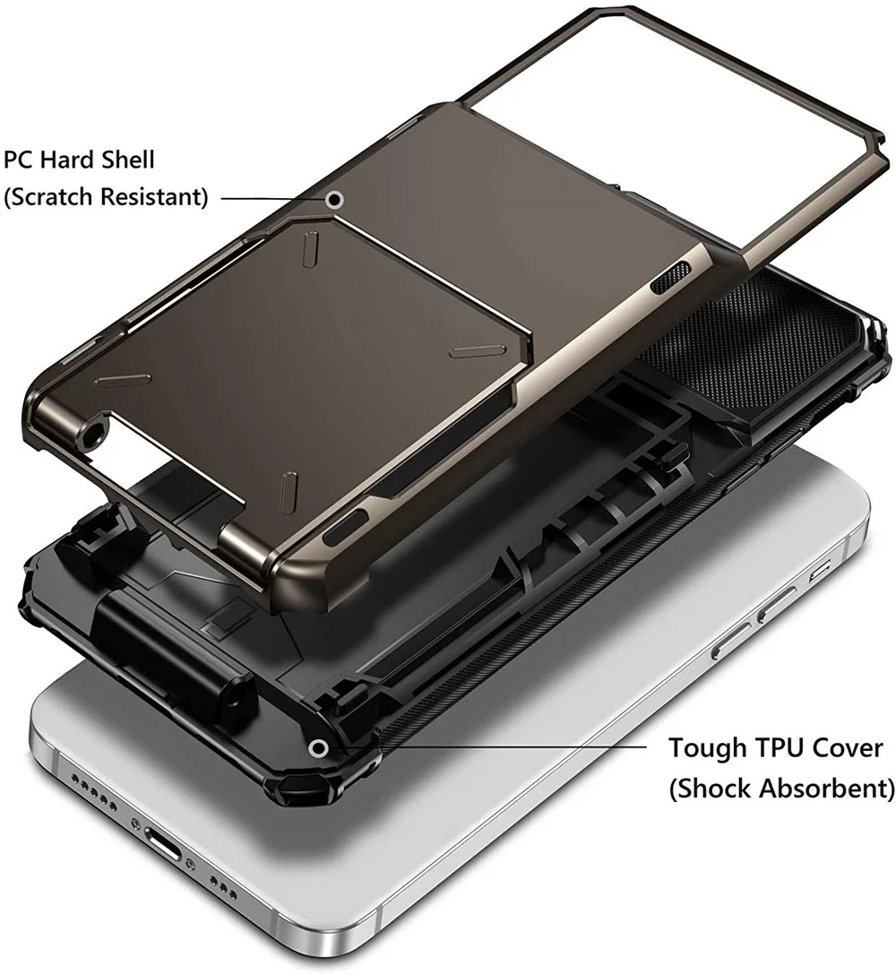 Wallet Phone Case with 4-Card Slot and Credit Card Holder