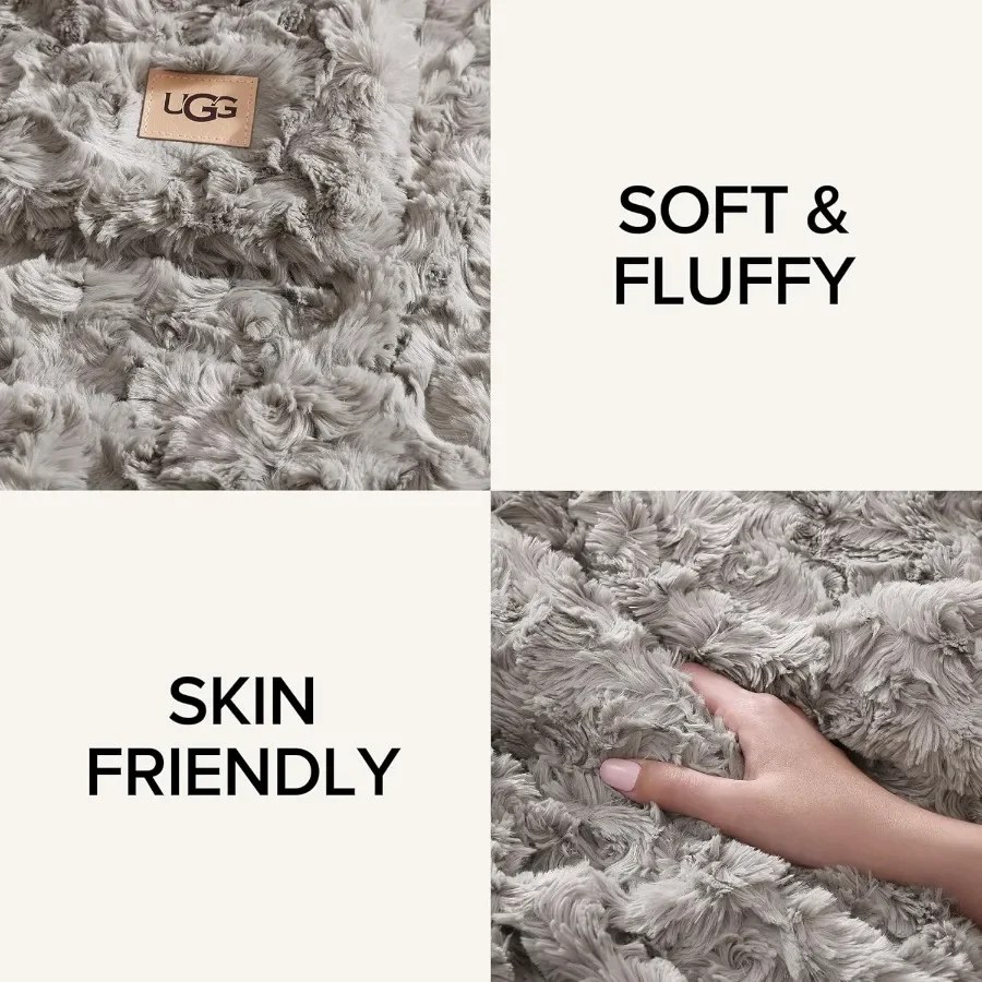 Luxury lightweight cozy soft doublesided faux fur throw blanket perfect for couch bed or chair hypoallergenic machine washable