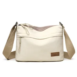 High - Capacity Multi - Pocket Women's Canvas Crossbody Shoulder Bag (Beige)