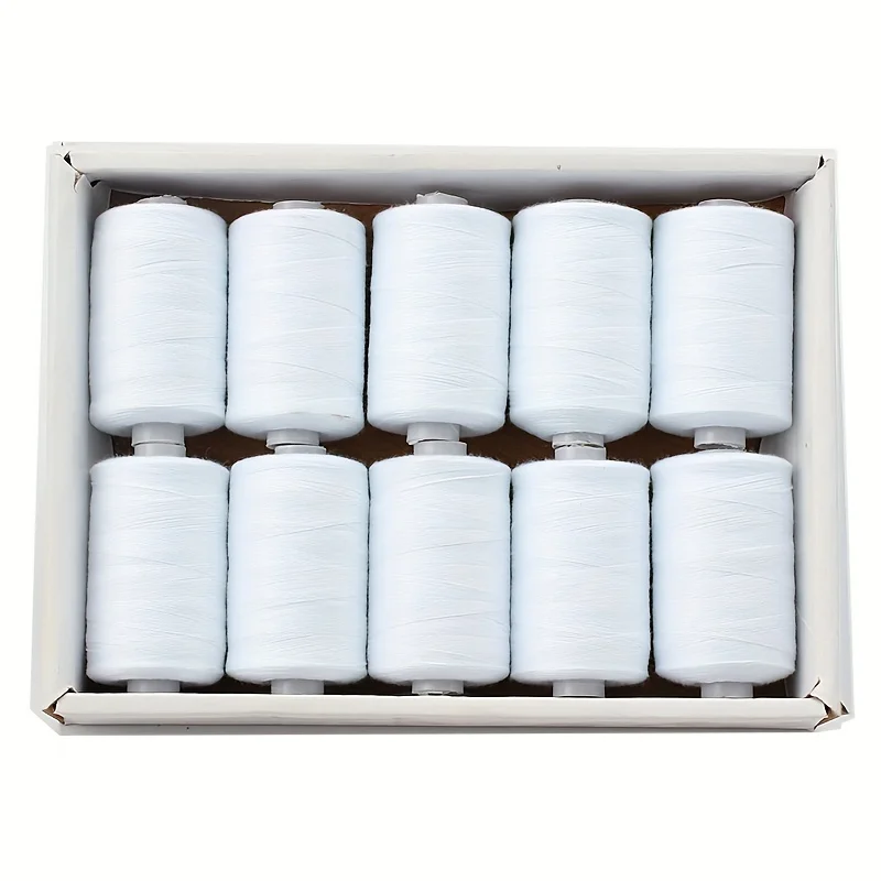 Vibrant Polyester Sewing Thread Set - 10 Colors, 1000 Yards Each