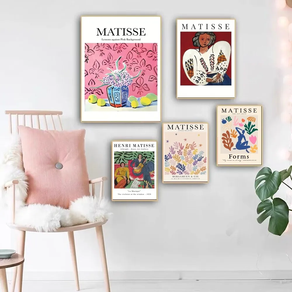 

Henri Matisse Picasso Poster Self-adhesive Art Poster Retro Kraft Paper Sticker DIY Room Bar Cafe Vintage Decorative Painting