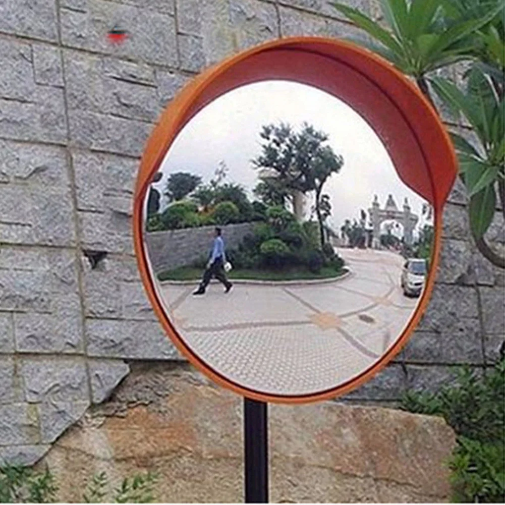 

30cm Convex Mirror Distance Red PC Outdoor Supermarket Wide Garage Angle Parking Security Street Curved Corner