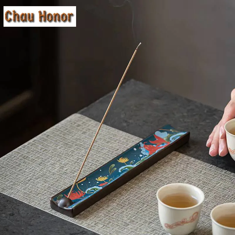 Color Enamel Ceramics Incense Sticks Holder Home Crafts Ornaments Incense Sticks Burner Interior Meditation Insence Burner Stand