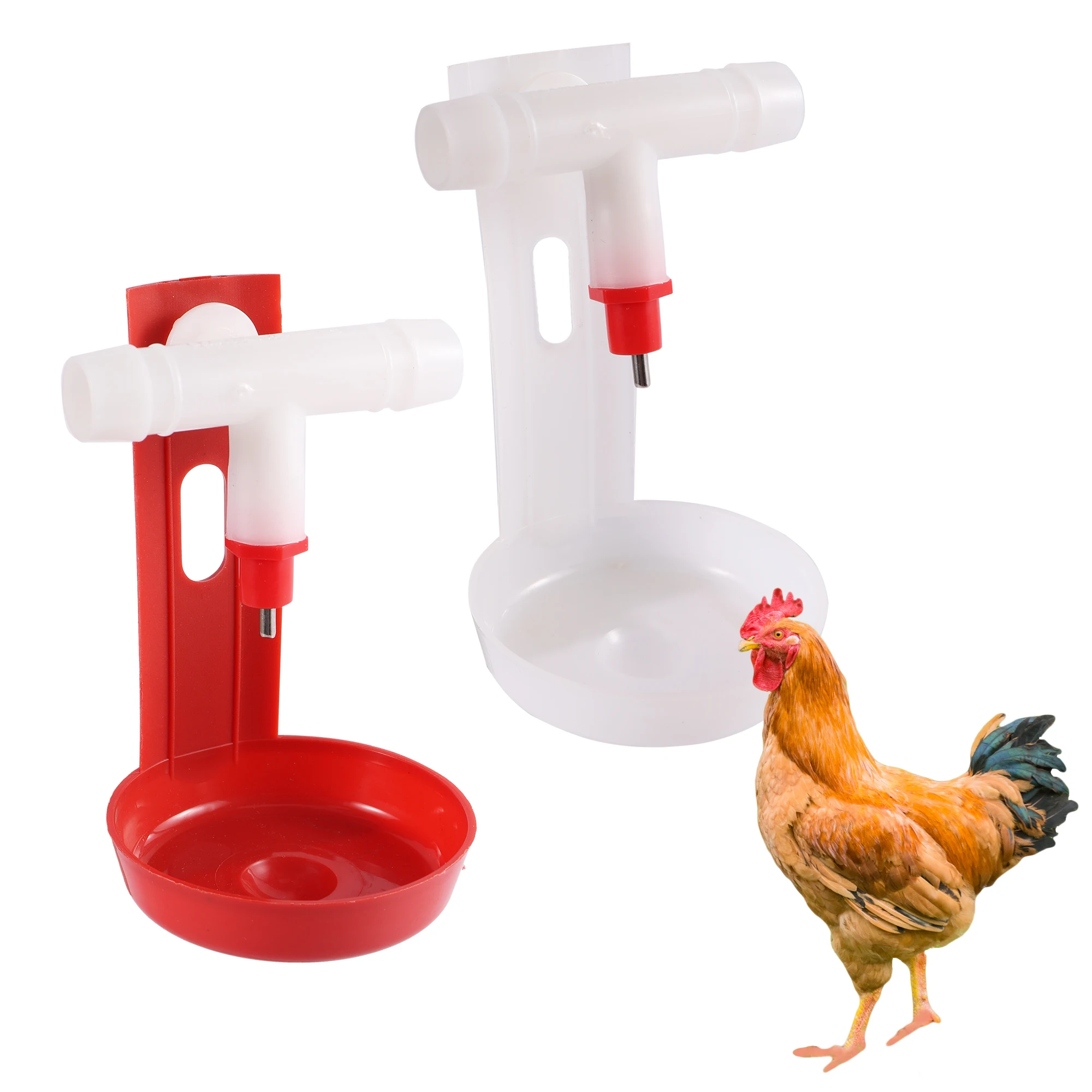 Chicken Steel Columns Drinking Cup Red Hanging Cup 360&deg; Water Chicken Tool Nipple Drinkers 40 Sets Poultry Feeding Supplies
