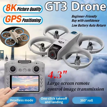 Nuovo Drone GT3 con Controllo da Schermo, Mini Elicottero RC, Veicolo Aereo HD, Quadricottero FPV GPS con Evitamento Ostacoli, Giocattolo