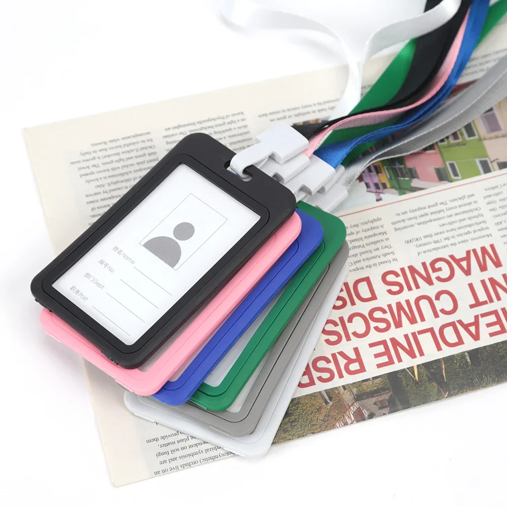 Employee Plastic Card Cover Lanyard Work Card Holder Business ID Badge Holder Name Tag Bags Case wallet card holder,card holder,credit card holder,card wallet,id card holder,id card case,wallet card bag,business card holder,document card wallet,card sleeve