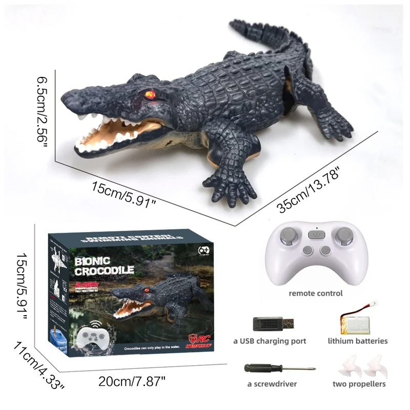 Fine Remote Control Boat Alligator Head Boat Crocodile Robot Toys Swim Freely Specifically for Age 5-12 Under Water Boat P31B 6