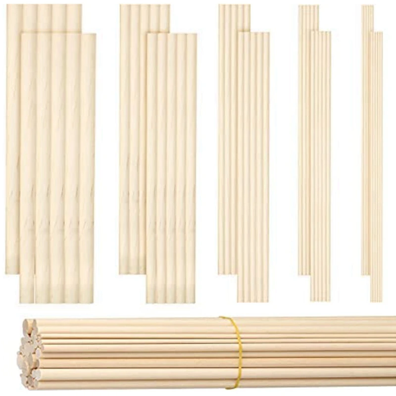 

500 Pieces Dowel Rods Wooden Dowel Rod Craft Wood1/8,3/16,1/4,5/16,3/8X6inch Sticks For Crafting DIY Wedding Ribbon Wand