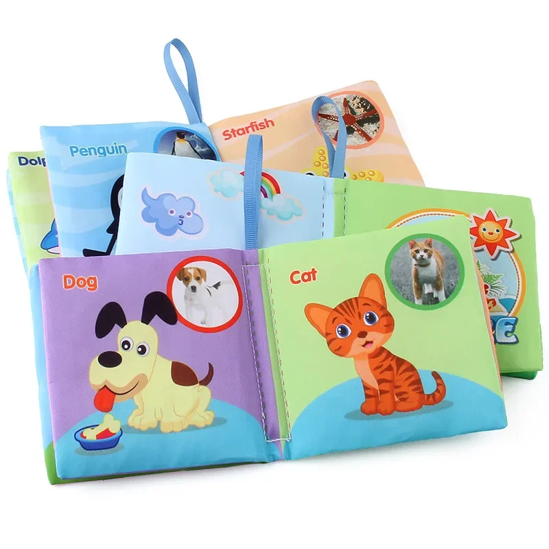 Readings Cloth Book for Early Education Toys 4-page 8-sided English Palm Book Books for Kids Manga Book English for Child Kids