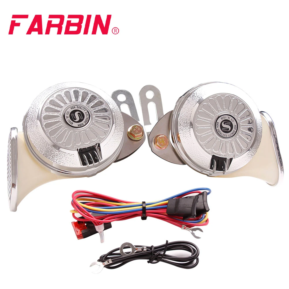 FARBIN Car Horns 12v Loud DualTone Electric Auto Horn Train Horns Kit