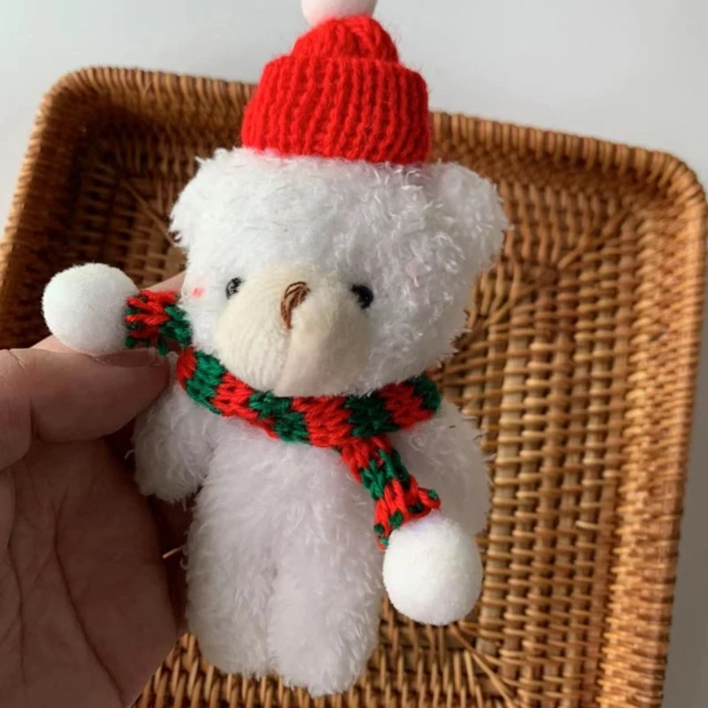 

New Bear Plush DIY Bouquet Materials Ornament Animal with Christmas Scarf