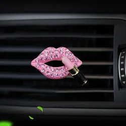 Diamond Red Lips Car Air Freshener Clip - Aromatherapy Perfume Auto Interior Accessory (Pink)