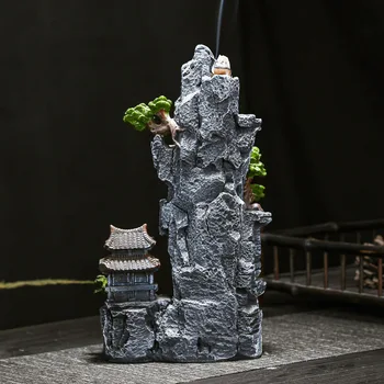 Large resin high mountain flowing water backflow incense burner, rockery home indoor incense base sandalwood incense burner 2