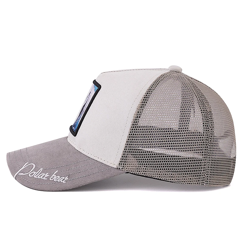 New Summer Animal Trucker Hat Polar Bear Pattern Patch Design Suede Baseball Cap Outdoor Sports Streetwear Cap For Men Women ﻿