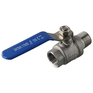 304 Stainless Steel Ball Valve High Pressure Resistant 1/2" Silver Gas Valve Female x Male 1000 WOG Shut-Off Switch Oil