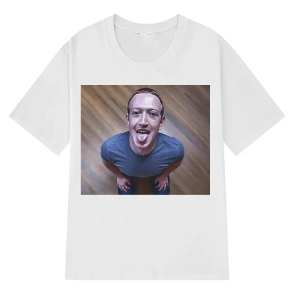 Funny Brain Rotting Expression T-shirt Mark Zuckerberg Good Joke T-shirt for Women Short-sleeve T-shirt 2
