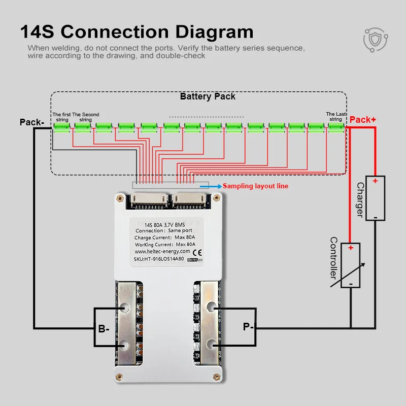 10S-16S 36V BMS 48V 60V 12S 13S 14S 80A 100A 120A 160A bms 3.7V Ternary lithium
