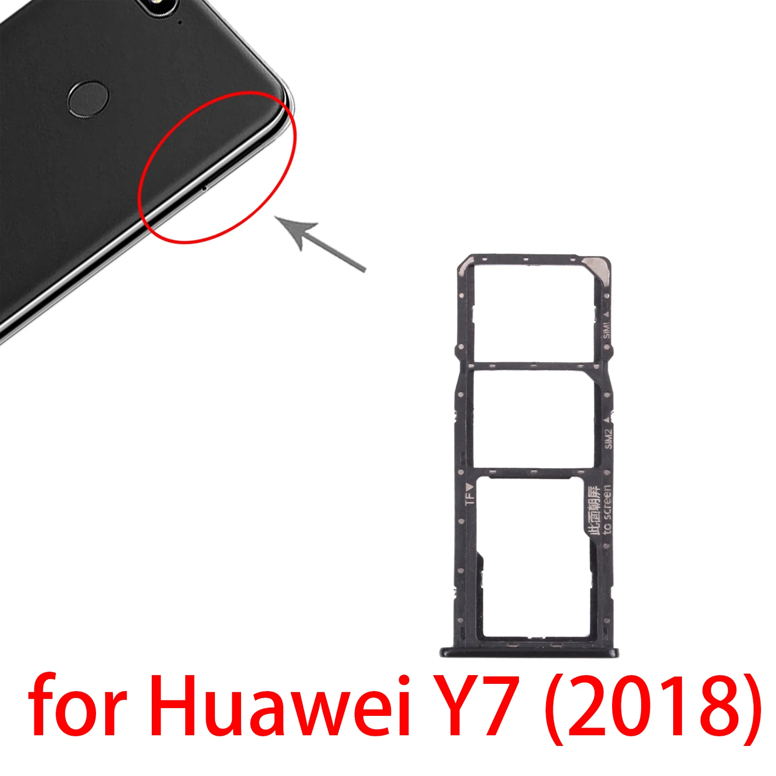 SIM Card Tray + SIM Card Tray + Micro SD Card Tray for Huawei Y7 (2018)