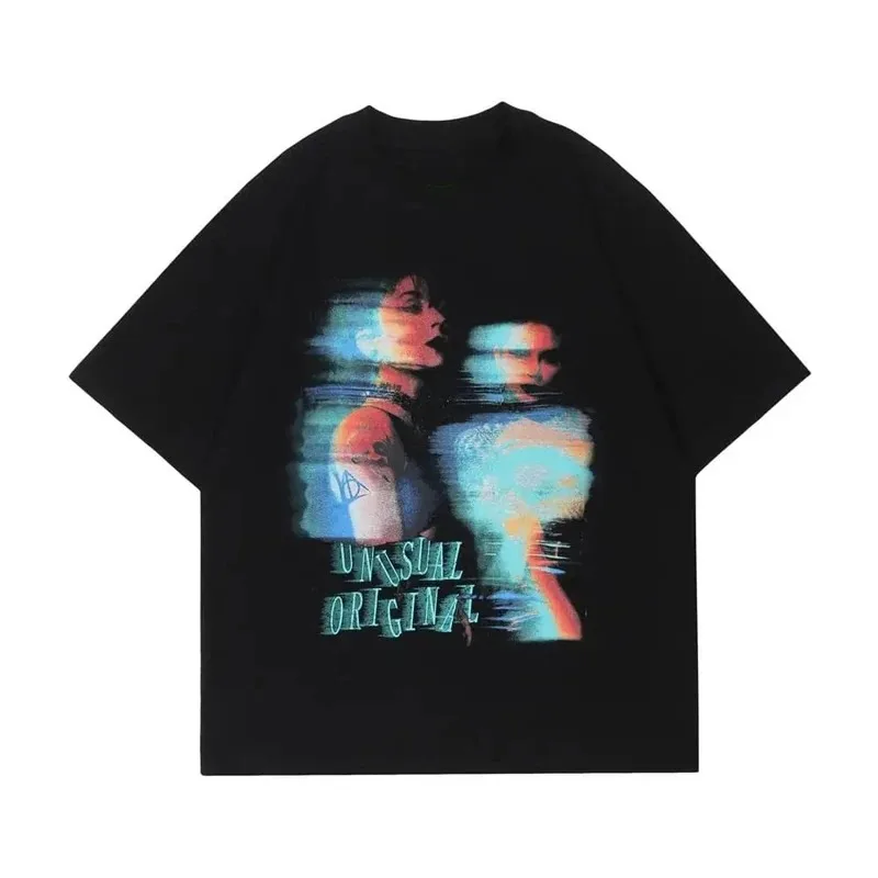 

Summer Men Vintage Washed T-Shirts Anime Gothic Streetwear Punk Unisex Short Sleeve Tops Tee Y2k Oversized T-Shirt 4XL Clothing